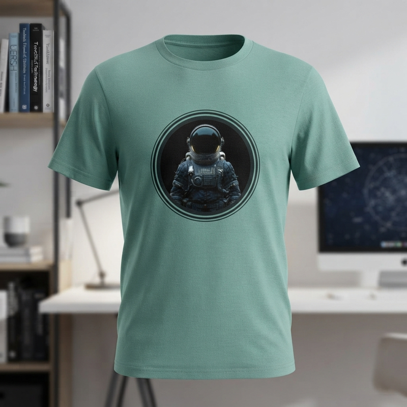 Detailed astronaut design printed on a T-shirt